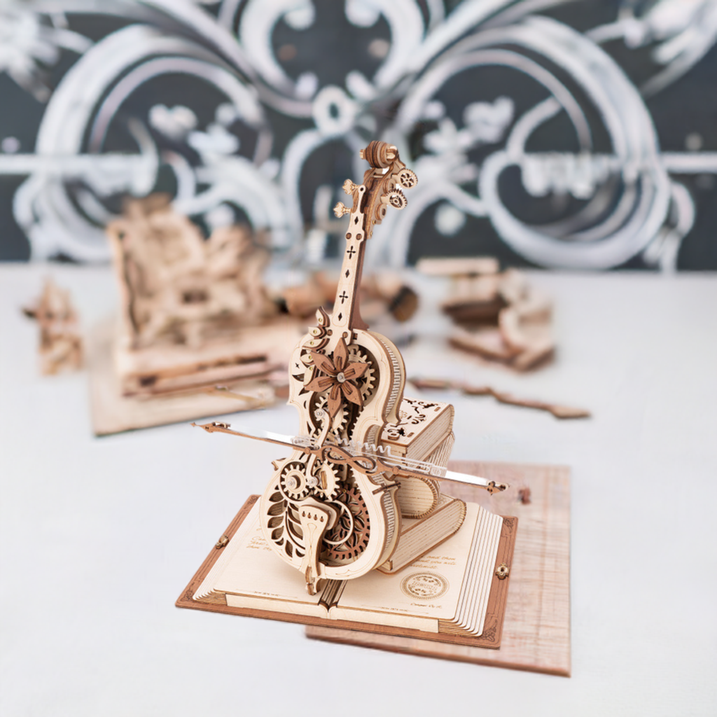 Magic Cello Mechanical Music Box 3D Wooden Puzzle