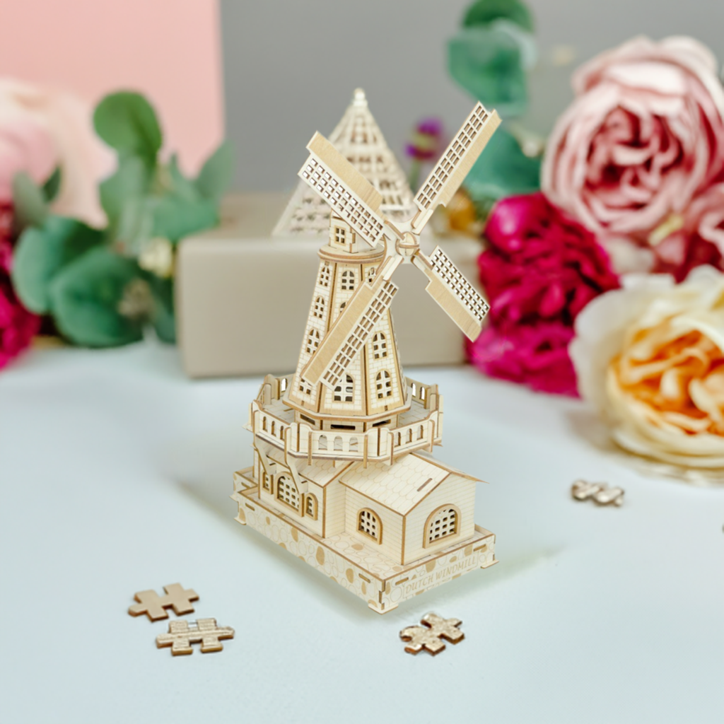 Wooden 3D Dutch Windmill Puzzle