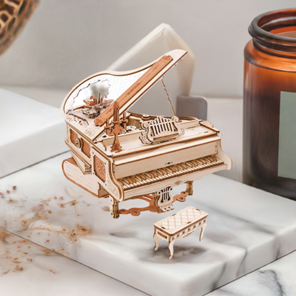 Piano Music Box Set - Adult 3D Wooden Puzzle with Mechanical Building Blocks