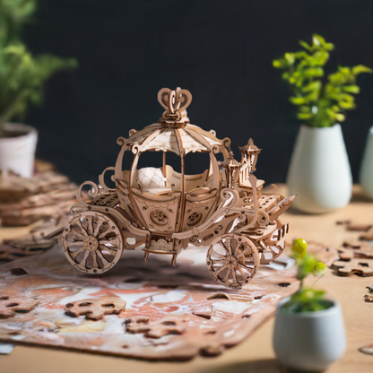 3D Wooden Puzzle Pumpkin Cart