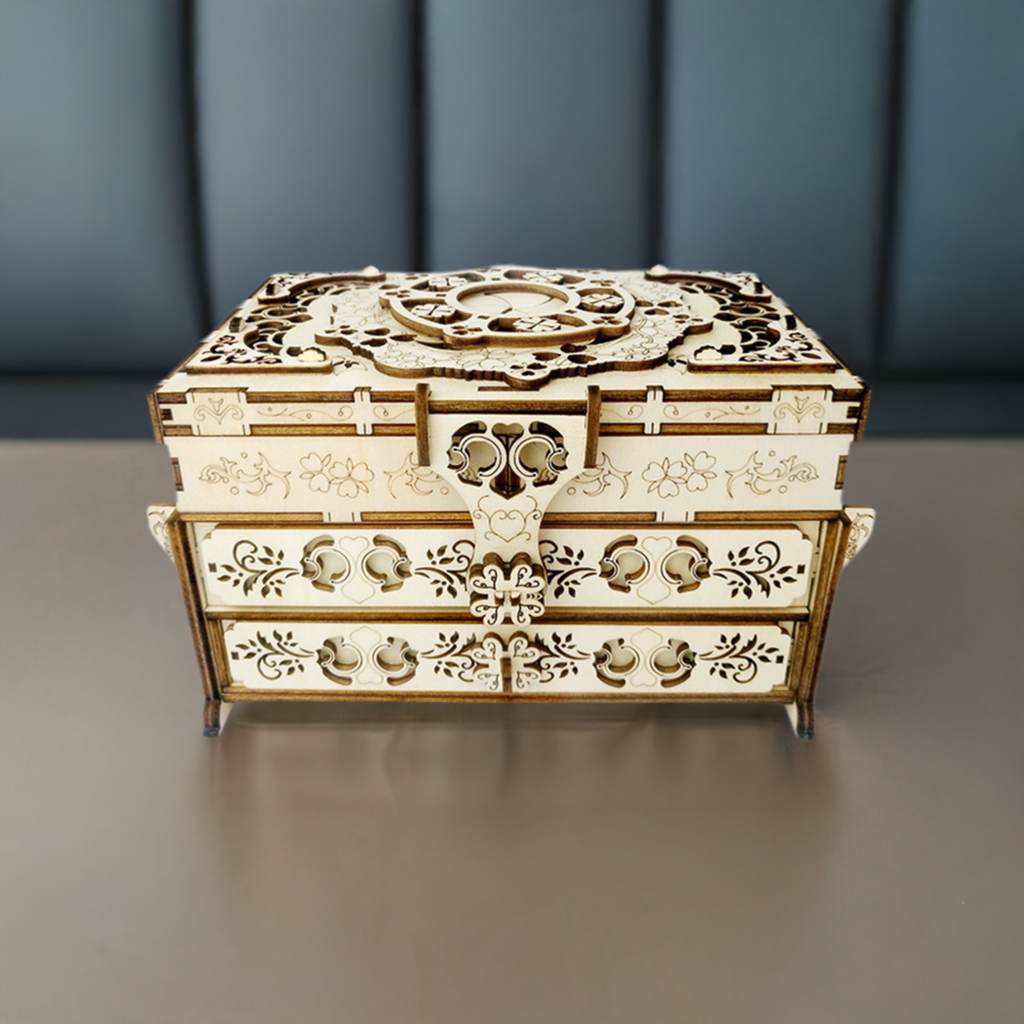 3D Wooden Hand Assembled Antique Jewelry Box Puzzle