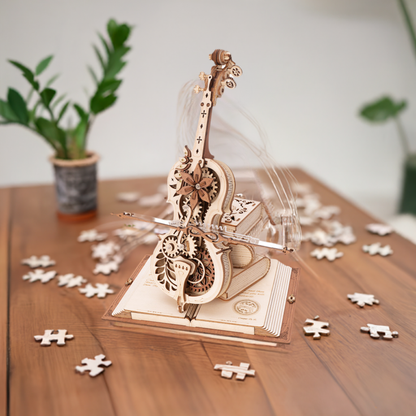 Magic Cello Mechanical Music Box 3D Wooden Puzzle