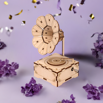 Gramophone 3D Wooden Music Box