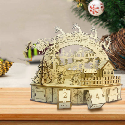 3d Wooden Christmas Decorations Handmade Diy Calendar House Puzzle